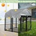 thumbnail image 4 of Large Dog Kennel 4'x4'x4.4' Heavy Duty Welded Wire Dog Cage with Water Resistant Cover, Outdoor Dog House with Mesh Sidewalls& Secure Lock for Large Dogs, Black, 4 of 6