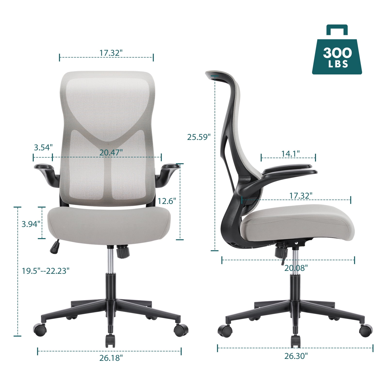 Ergonomic Mesh Computer Chair with Flip-up Armrests and Lumbar Support