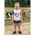 thumbnail image 6 of BemeyourBBs Toddler Baby Boys Girls 4th of July Outfit Patriotic Independence Day Baby Summer Clothes Short Sleeve American Bro Letter Sunglasses Print T Shirt Tops Stars Stripe Shorts Set, 6 of 9
