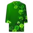 thumbnail image 4 of BLVB Womens 3/4 Sleeve Tshirt St Patricks Day Tees Shirt Shamrock Tops Casual V Neck Blouse Tops Green 10, 4 of 5