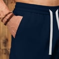 thumbnail image 6 of Mens Casual Soft Cotton Linen Long Shorts Knee Below Sport Running Lounge Work Shorts Capri Pant Size 2XL Navy, 6 of 7