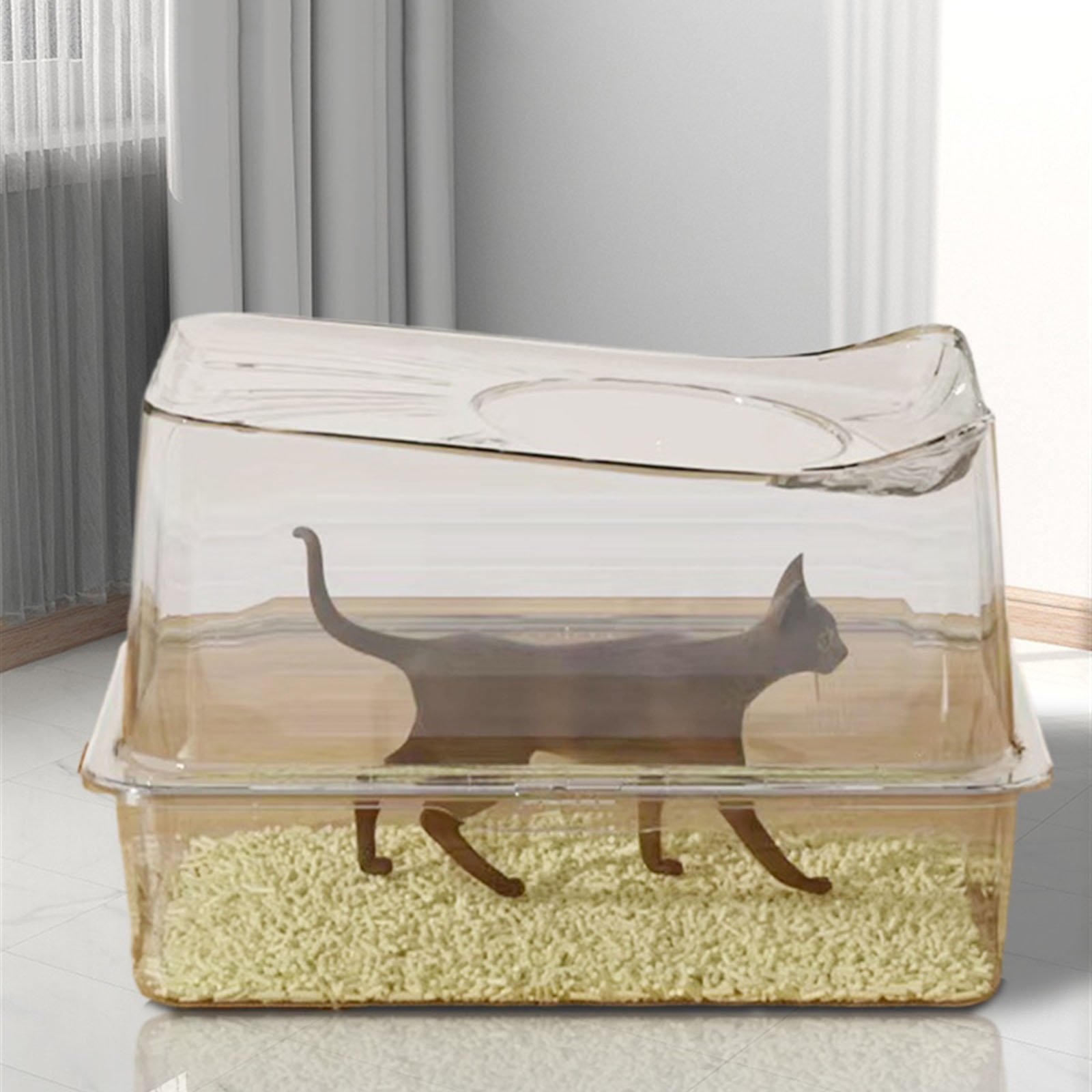 Stainless Steel Cat Litter Box Top Entry XL with Lid, Metal Litter Box with Scoop for Big Cats, Non-Sticky, Easy Clean