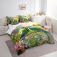 thumbnail image 3 of Feelyou Kawaii Green Parrot Bedding Comforter Set 7 Pieces, Spring Daisy Flower Floral Full Bedding Set, 3D Jungle Bird Reversible Fitted Sheet Flat Sheet, Luxury Bedroom Decor, 3 of 8