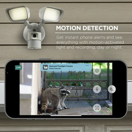 Merkury Floodlight Camera, Smart Wi-Fi, 1800 Lumens, Motion Alerts, (1-Pack)