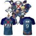 thumbnail image 2 of P.X.G Blue Lock Japanese Anime Jersey Football Uniform No.9 Rin Shidou Cosplay T Shirts Men's And Women's Casual Sports Tops, 2 of 16