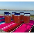 thumbnail image 4 of Hand Blown Mexican Drinking Glasses - Set of 6 Blue Rim Juice Glasses 8 oz, 4 of 4