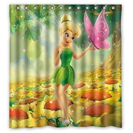Ganma Printed Cute Cartoon Character Tinkerbell Shower Curtain