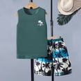 thumbnail image 2 of TOWED22 Baby Toddler Boy Clothing 2 Piece Sets Sleeveless Shirt Top + Colorful Graphic Elastic Waist Shorts Summer Outfits(Green,11-12 Y), 2 of 7