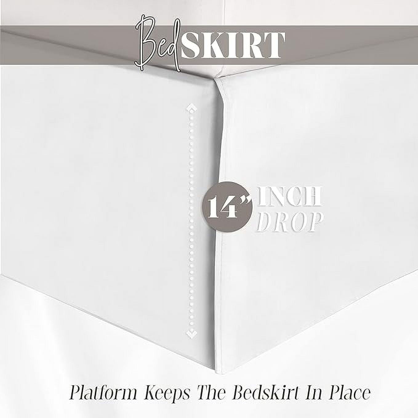 Elegant Comfort 1-Piece Solid Bed Skirt, 1500 Series, Minimalist Design with a Modern Look- Easy Care, Wrinkle and Stain Resistant, Bedskirt, Cali King, Frosty White
