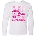 thumbnail image 3 of Inktastic Valentines Day All you Need is Love and Cupcakes Long Sleeve Youth T-Shirt, 3 of 5