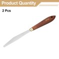 thumbnail image 3 of Uxcell 2pcs Palette Knife Painting Tool 4.13" x 0.67" Stainless Steel Teardrop Blade 8.46" Length Spatula Painting Pallet knife with Hole Beech Wood Handle for Acrylic Canvas, Red/Silver, 3 of 7