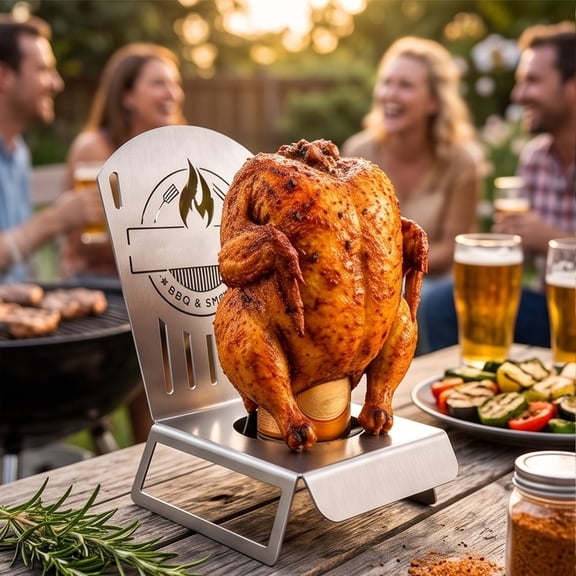 Luckky Beer Can Chicken Chair,Heavy-Duty 304 Stainless Steel BBQ Roaster Stand with Stable Base,Fits 16oz Beer Cans for Grilling,Oven Cooking