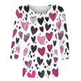 thumbnail image 5 of Outfmvch oversized tshirts for women workout tops for women Love Heart Grahic Valentines Day Shirts 3/4 Sleeve Pullover Blouse heart sweater for women Three Quarter Sleeve Valentines Tops Pink 2 L, 5 of 5