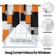 thumbnail image 3 of Orange Black Patchwork Swag Curtain Valance for Windows, Abstract Retro Art Window Treatments Short Swag Topper for Kitchen Windows Bathroom Bedroom, 28"x36", 3 of 8