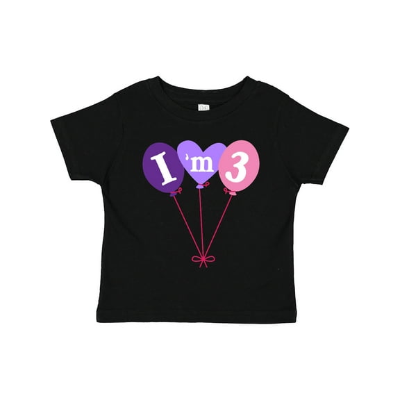 Inktastic 3rd Birthday Balloons 3 Year Old Girls Toddler T-Shirt