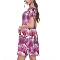thumbnail image 2 of Naloa Orchids Flowers Print Womens Summer A-Line Dress with Pockets,Short Sleeve Dresses,Flowy Beach Swing Dress for Vacation Travel, 2 of 6