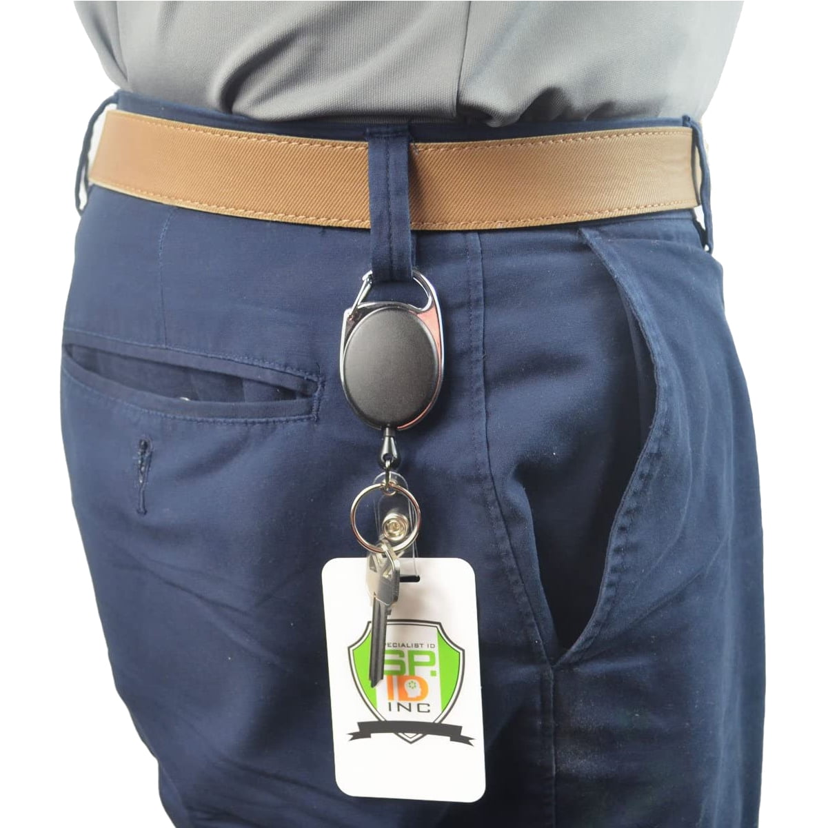 Clear Oval Retractablel Carabiner ID Badge Reels Clips with