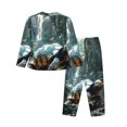 thumbnail image 2 of Goofa Turtle In Jungle Waterfall Printed Women’s 2 Piece Pajama Set Super,Pajamas Women's Long Sleeve Sleepwear Soft Button Down Loungewear Pjs Lounge Set Nightwear-X-Large, 2 of 9