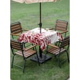 thumbnail image 4 of Outdoor Tablecloth with Umbrella Hole for Patio/Picnic/Party/Camping, Pink Red Eucalyptus Leaves Waterproof Table Cloth Square Cover Washable, Watercolor Spring Summer Botanical (60"x 60"), 4 of 8