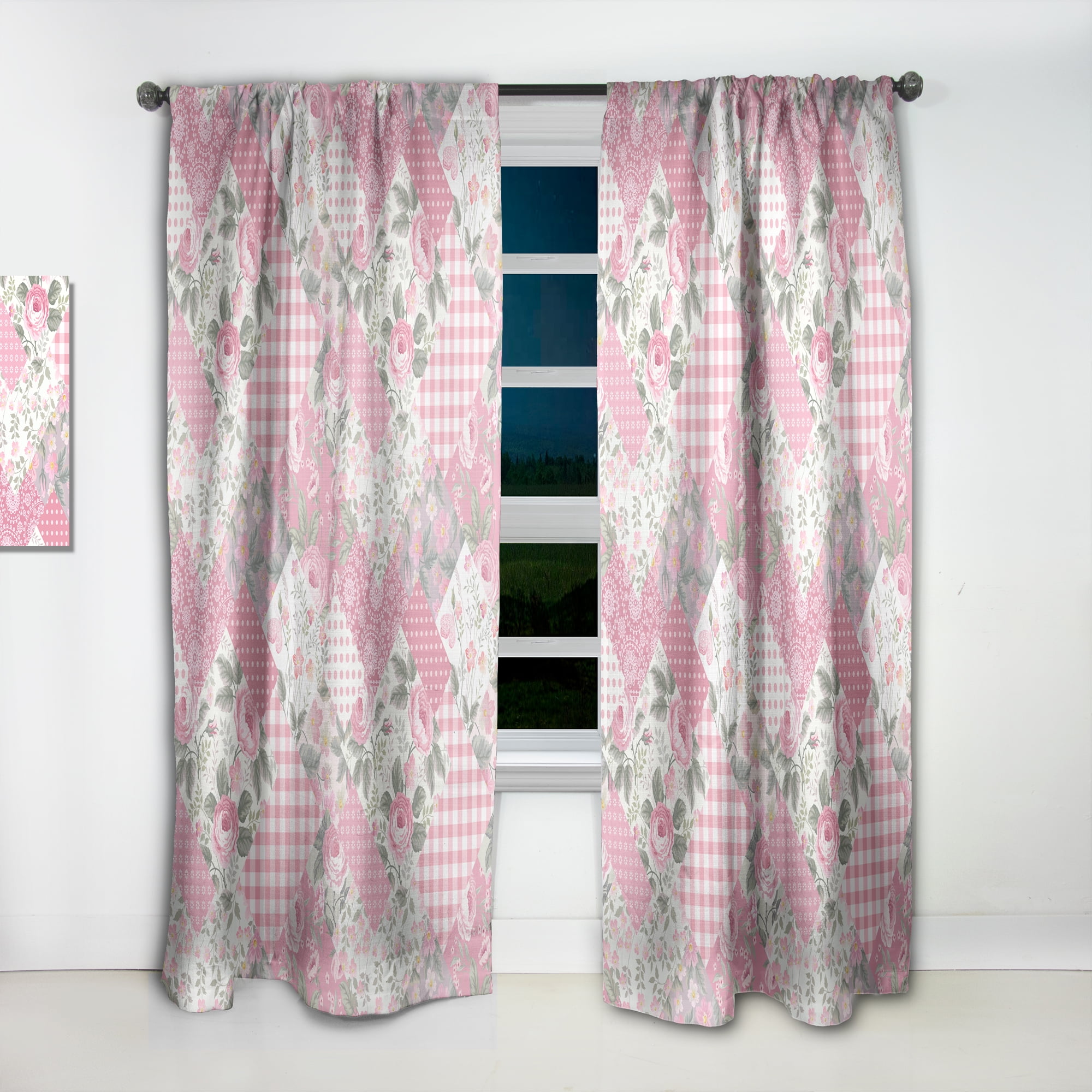 Designart 'Floral Patchwork Collage' Modern Curtain Panel