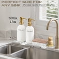 thumbnail image 3 of Kitchen Soap Dispenser Set - 17fl oz Glass Bottle, Stainless Steel Pump, Instant Dry Tray and Dish Brush for Bathroom, Office, Hotel, Modern Kitchen Decor & Accessories, Gold, 3 of 10