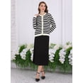 thumbnail image 2 of DARING DIVA Women's Striped Knit Long Sleeve Button Down Cardigan S Black, 2 of 6