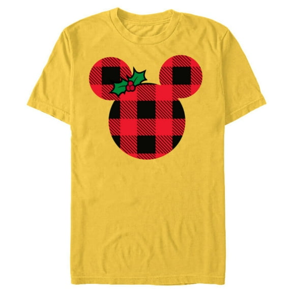 Disney Minnie Mouse Holiday Plaid - Short Sleeve Blended T-Shirt for Adults - Customized-Yellow