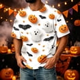 thumbnail image 5 of Fabrcox Mens Halloween T Shirt Ghost Cat Pumpkin Shirt Men Fall Holiday Big and Tall Spooky Mens Graphic T Shirts Purple XXXL, 5 of 7