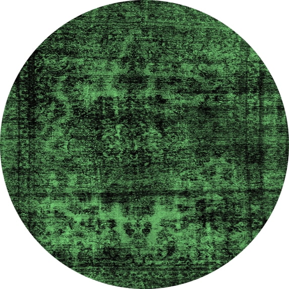 Ahgly Company Indoor Round Persian Emerald Green Bohemian Area Rugs, 8' Round