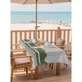thumbnail image 2 of Outdoor Tablecloth with Umbrella Hole for Patio/Picnic/Party/Camping, Dark Green Striped Waterproof Table Cloth Rectangle Table Cover Washable, Abstract Modern Geometric Stripes (60"x 102"), 2 of 8