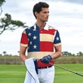 thumbnail image 3 of Balery American Flag Map Camisa Polo de Hombre con Estampado, de Manga Corta y Tejido Medio, Camisa Tipo Golf Polo-4X-Large, 3 of 6