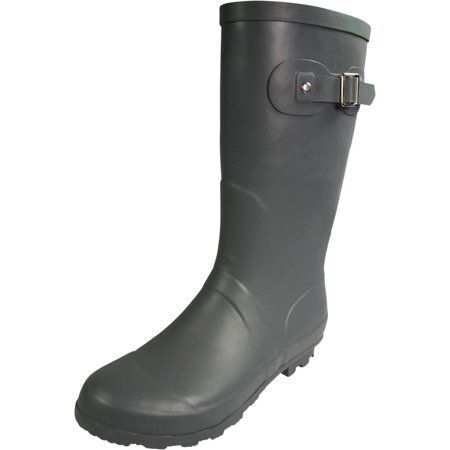 Norty Womens Rain Boots - Ladies Hurricane Wellies - 14+ Solids and Prints - Glossy Waterproof or Matte Finish Mid-Calf Rainboots - Wellington keep your feet Warm and Dry for Rain, Snow and (Best Way To Keep Feet Warm In Snow)