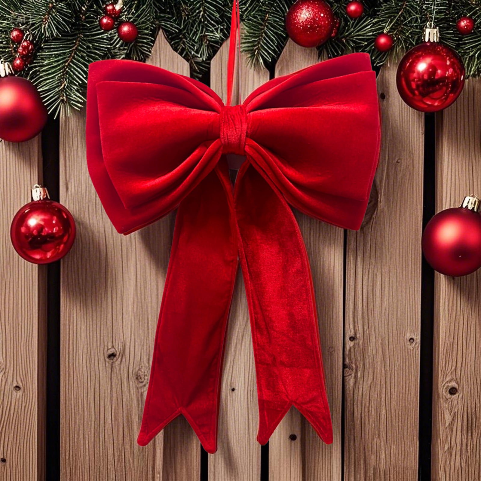 Extra Large Flannel Christmas Bow 24.8 Inch Wide Red Ribbon Decoration Can Be Used For Christmas Tree Topping Wreath And Gift Wrapping