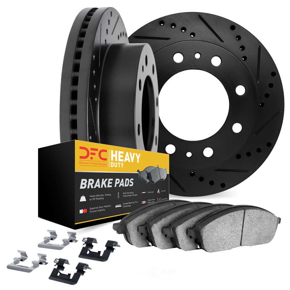 Dynamic Friction Company 8212-40193 DFC Rotors-Drilled and Slotted-Black with Heavy Duty Brake Pads