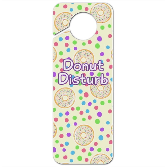 Cute Donut Pastel Sprinkles Spring Yummy Plastic Door Knob Hanger Sign