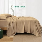 Bedding Series 600-Thread Count Soft Egyptian Cotton Luxurious 4-PCs Sheet Set Fits Easily Fit upto 6-8 Inch Deep Pockets Solid Pattern ( Queen, Taupe )