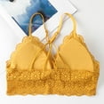 thumbnail image 3 of Sleep Bras Women Ladies Fashion Comfortable No Underwire Lace Floral Bra Underwear V-Neck Back-Smoothing Bra Feature Hook and Eye Closure No Underwire Bra Style Y-604 , Yellow One Size, 3 of 8