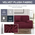 thumbnail image 2 of PiccoCasa Velvet Plush Stretch Sofa Slipcover with Cushion Cover, Burgundy Large, 2 of 6