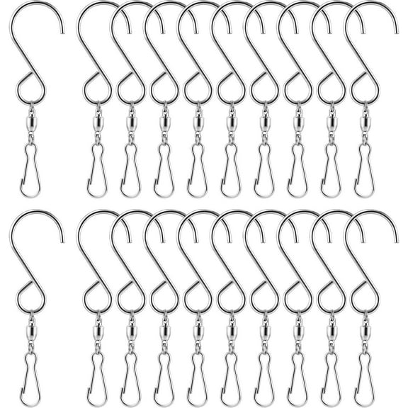 20 Pack Wind Spinner Swivel Hooks Clips for Hanging Wind Spinners Chimes Crystal Twisters Garden Bells Party Supply