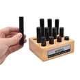 thumbnail image 2 of 12pc Cylindrical Bars Density Set, Black Derlin - Various Lengths - Includes Wooden Storage Block - For Studying Density & Mass - Eisco Labs, 2 of 3