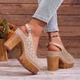 thumbnail image 4 of HomeDM Platform Heels Sandals for Women Closed Toe Slingback Slip-On Party Prom Pumps Shoes, Khaki Size 8.5, 4 of 10