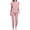 Pink, variant on Scrub Sets for Women Solid Color Casual Nurse Protective Uniform Short Sleeved Round Neck Shirt Set