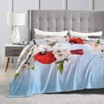 thumbnail image 5 of Red Cardinal Birds and Cherry Flowers Throw Blanket Ultra Soft Warm All Season Decorative Fleece Blankets for Bed Chair Car Sofa Couch Bedroom 50"X40", 5 of 6