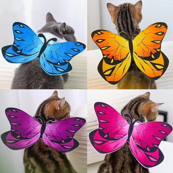 CHENjy Pet Butterfly Wings Costume Realistic Adjustable Lightweight Pet Cosplay Wing for Halloween Cat Accessories 7.87*7.87 in