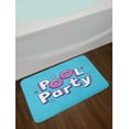 thumbnail image 2 of Pool Party Bath Mat, Cartoon Calligraphy Pool Party Text and Tiny Stars, Plush Bathroom Decor Mat with Non Slip Backing, 29.5" X 17.5", Deep Sky Blue Pink, by Ambesonne, 2 of 2