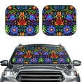 thumbnail image 2 of Xecao Colorful Floral for Foldable Car Sun Shades (2-Pack) offer sun protection with an easy-fold design for convenient windshield shading., 2 of 7