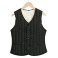 thumbnail image 4 of VNKIDY Women's Outerwear Vests Winter Warm Plush Interior Cotton Padded Vest Solid Color Sleeveless Button Down V Neck Waistcoat For Layering Cold Weather Casual Outerwear, 4 of 4