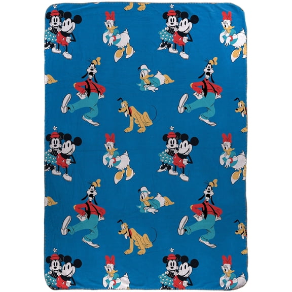 Jay Franco Kids Plush Throw Blanket – Soft & Cozy Fleece Throw for Bedroom & Couch Décor, Official Licensed Product, Blue - Mickey and Friends, 46x60 - Throw Blanket