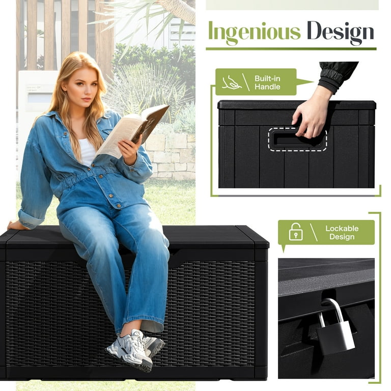 Vineego 100 Gallon Resin Deck Box, Outdoor Bin, All-Weather, UV