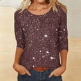thumbnail image 2 of 2026 Womens T Shirts Fashion Tops Casual 3/4 Sleeve Sparkling Print Crew Neck Workout Clothes Red, 2 of 4
